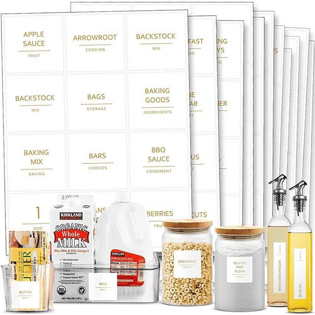 Talented Kitchen 157 Gold Minimalist Supplementary Pantry & Fridge Labels. Gold Pantry Label Stickers on White Water Resistant Vinyl. Food Jar Labels Decals. Pantry Organization and Storage Sticker