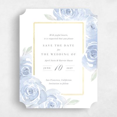 Blue Ticket Wedding Save the Date - Roana Portrait Foil