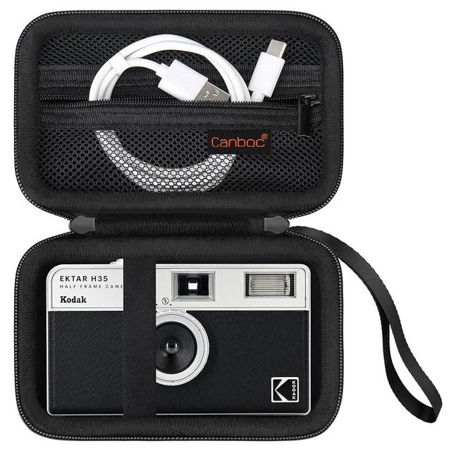 Canboc Carrying Travel Case for KODAK EKTAR H35/ H35N/ M35/ F9/ M38 Half Frame Film Camera, Point and Shoot Camera Bag, Zipper Mesh Pocket fits Film, Batteries, USB Cable, Black (Case Only)