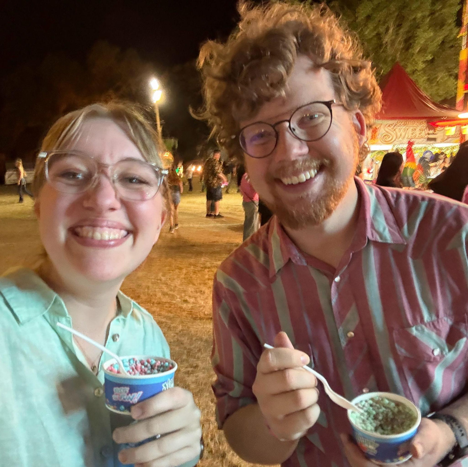 A fun date at the Greeley Stampede shortly after we started dating. The dippin' dots were a fun way to end the evening.