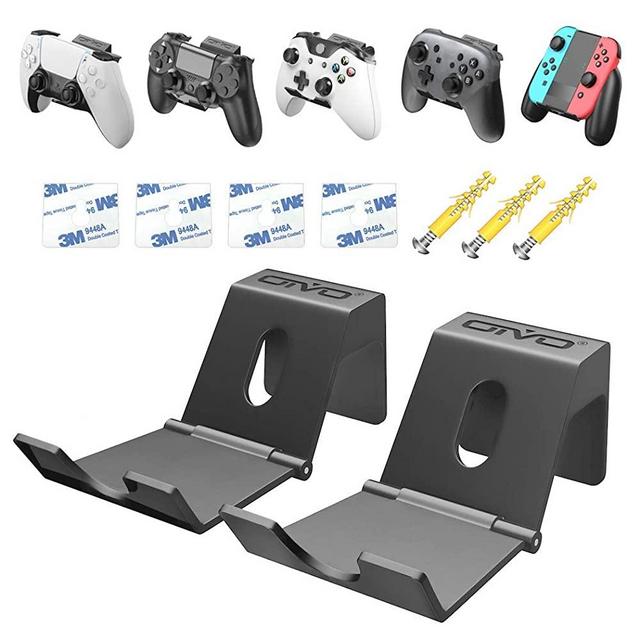 OIVO Controller Wall Mount Holder for PS5/PS4/PS4/Xbox Series/One/S/X/Elite Controller, Nintendo Pro Controller, Wall Hanger with Foldable Design for Game Controller&Headphones -2 Pack