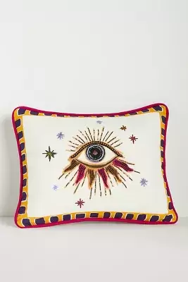 Fortune Embroidered Cotton Slub Pillow