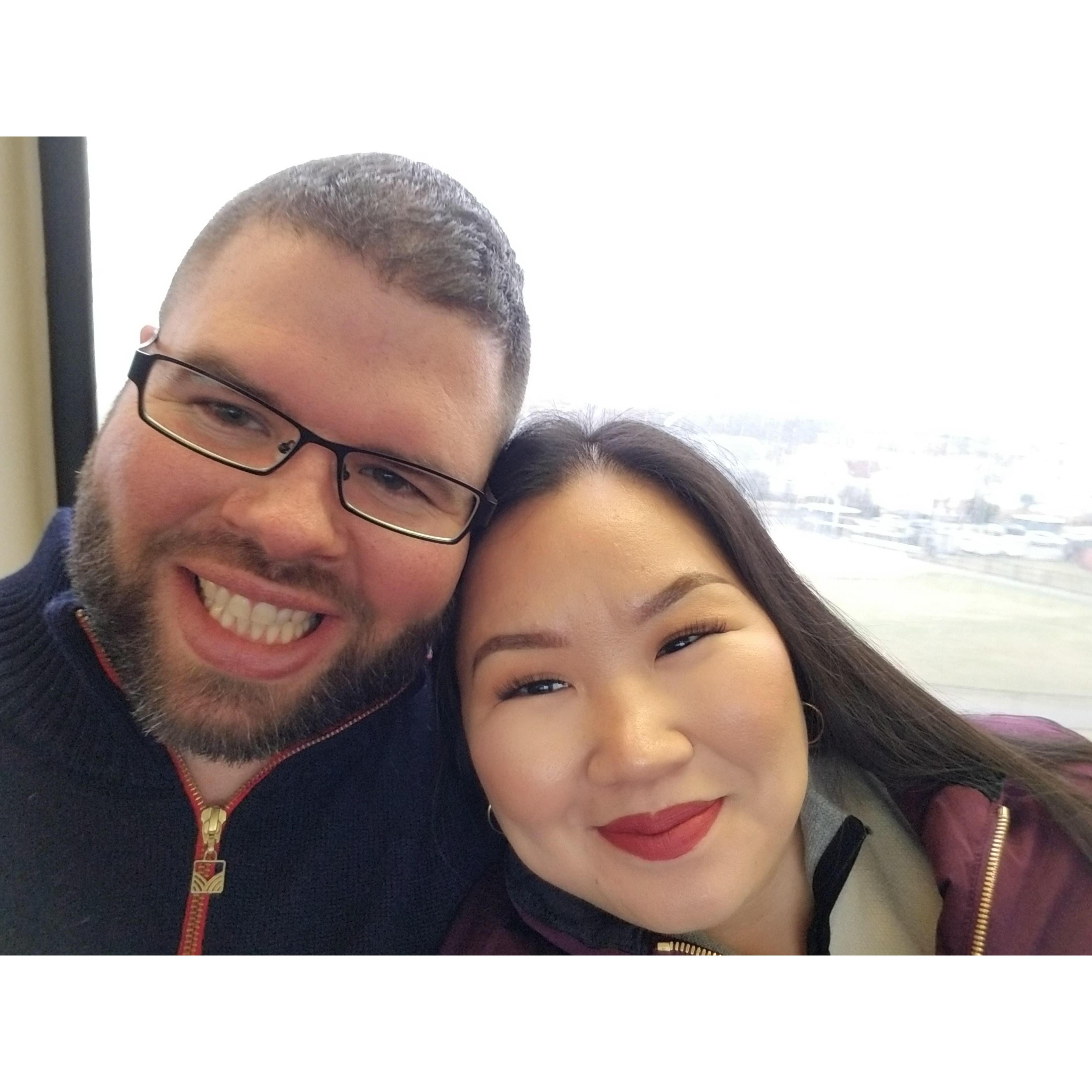 Riding the Orange line. Our new favorite MBTA train line (as it's the closest to the house!).