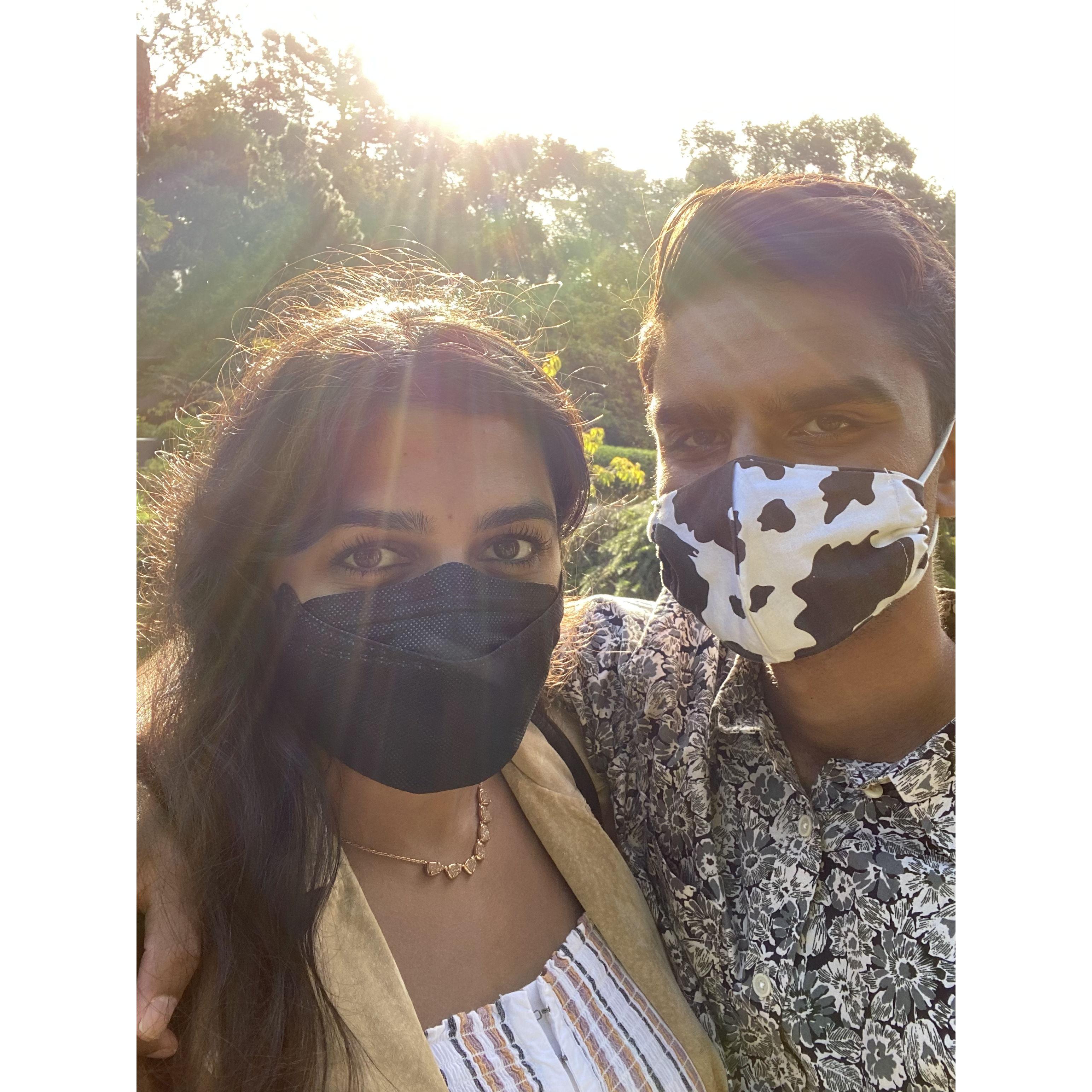 We met during COVID, so most of our first dates were spent in parks all over the Bay Area, wearing masks. Priyanka would come prepared with the latest TikTok trend for Aditya to learn.