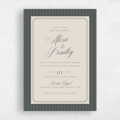 Dark Seaweed, Green Wedding Invitation - Loren Frame