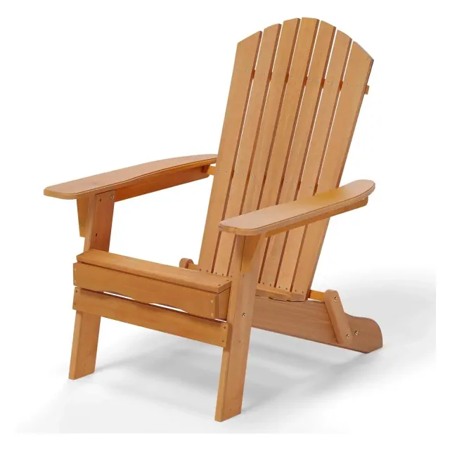 VINGLI Folding Adirondack Chair, Wood Adirondack Chairs for Outdoor, Foldable Fire Pit Chairs for Patio, BBQ, Porch, Yard, Pool Teak