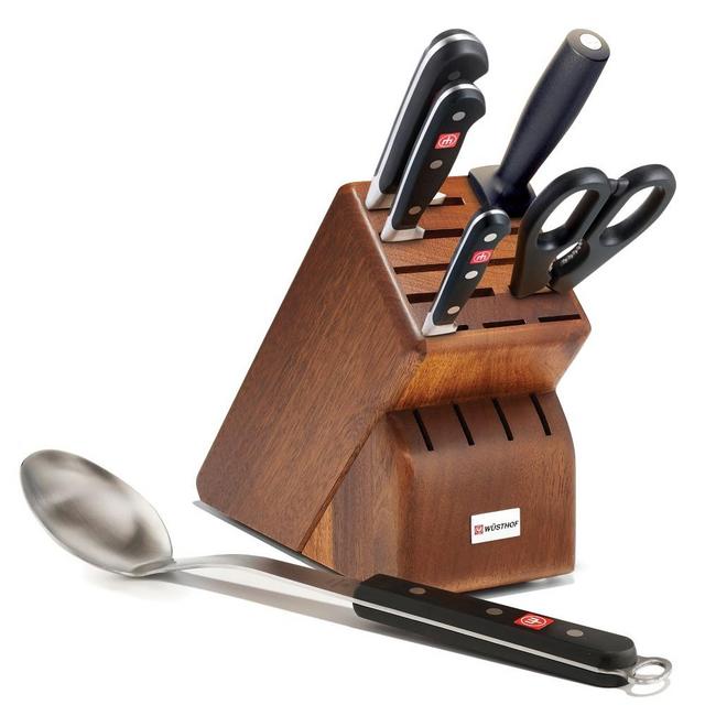 Wüsthof Classic 6-Piece Knife Set with Bonus 8" Cook's Spoon, Walnut