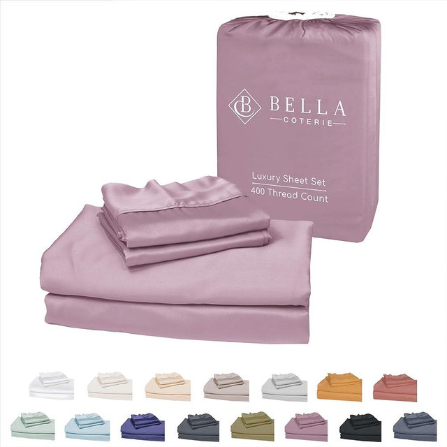 Bella Coterie Luxury Queen Size Bamboo Sheet Set | Organically Grown | Ultra Soft | Cooling for Hot Sleepers | 18" Deep Pocket | Viscose Made from Bamboo [Lilac]
