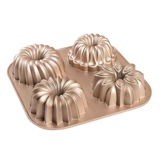 Baker's Secret Nonstick Mini Fluted Cake Pans, Heavy Duty Cast Aluminum Fluted Cake Baking Pans, 2 Layers Non-stick Coating Easy Release, Baking Supplies - Cast Aluminum Collection (Mini Joys)