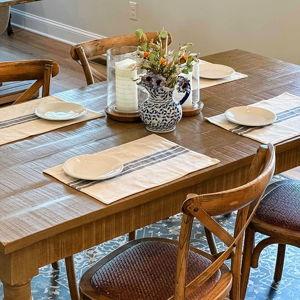 Piper Classics Market Place Blue Grain Sack Stripe Placemats, Set of 4