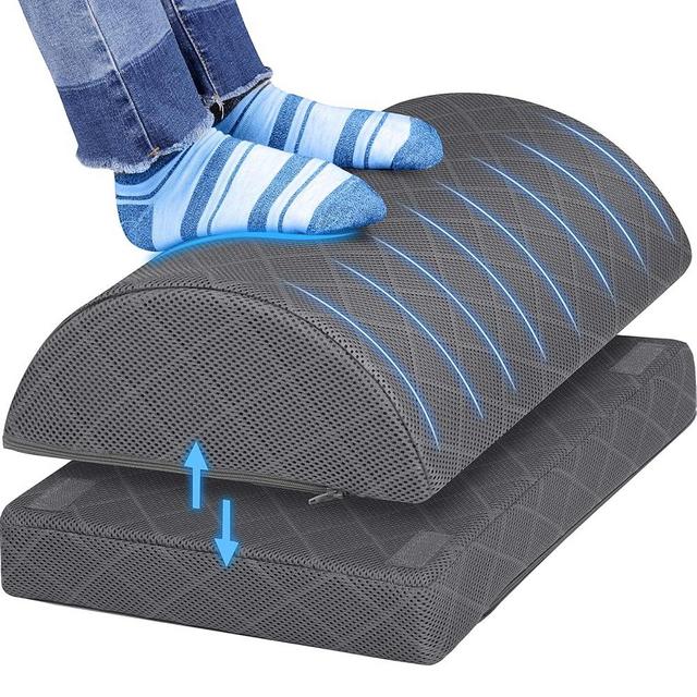 CushZone Foot Rest for Under Desk at Work Adjustable Foam for Office and Home, Office Desk Accessories，Comfortable Footrest with 2 Adjustable Heights，Back & Hip Pain Relief (Gray-16.9 in)