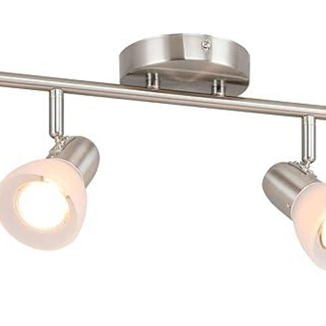 XiNBEi Lighting Track Light, Modern Fixed Rail Lighting with Glass, 4 Light Kitchen Ceiling Light Brushed Nickel XB-TR1237-4-BN