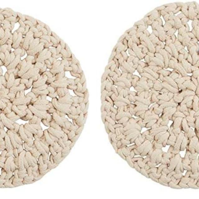 Mud Pie Knotted Cotton Trivet, 9" Dia, Cream (Pack of 2)