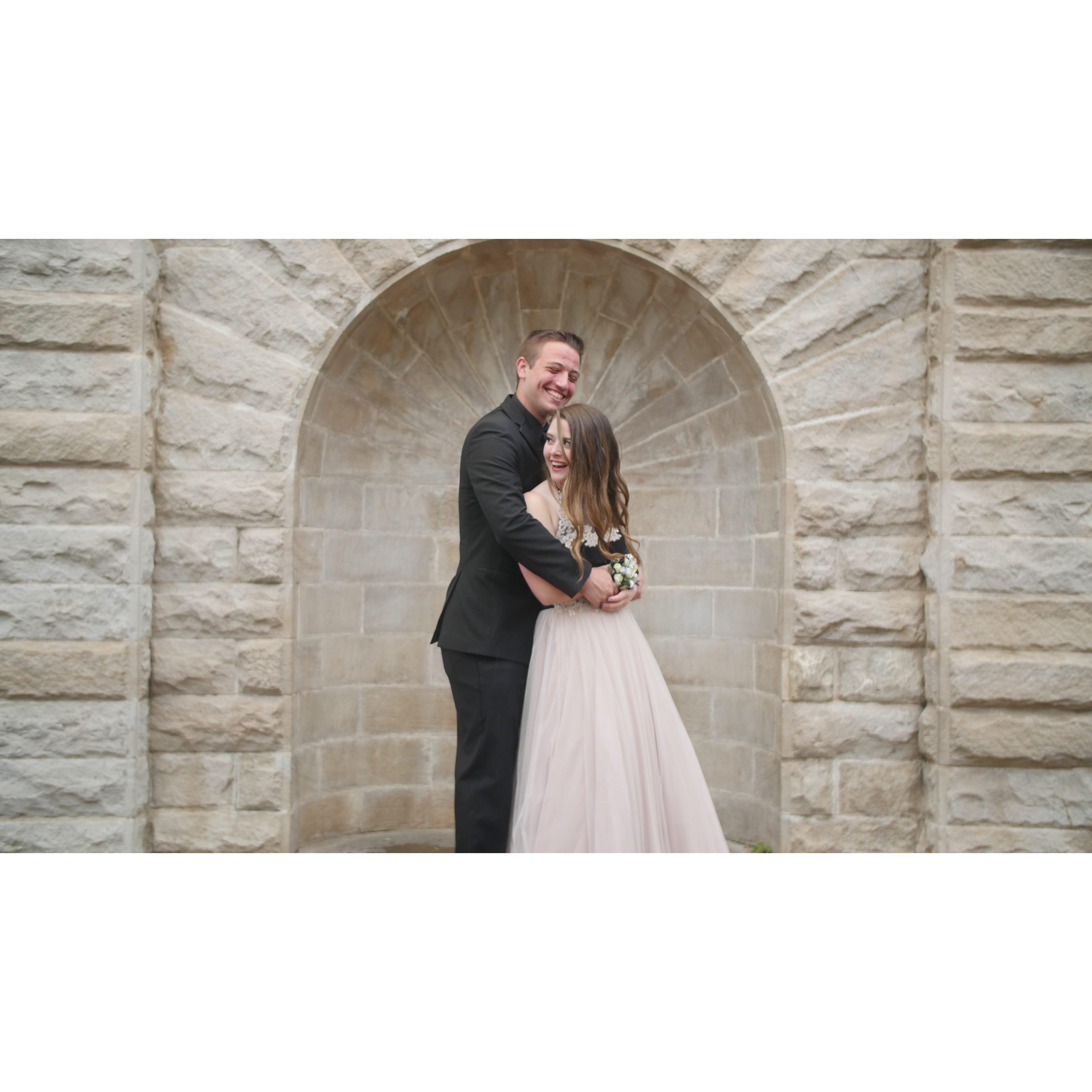 Our prom pictures, taken in Downtown Hot Springs where Ethan would later go on to drop a knee and propose!