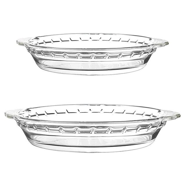 LIFESENCE Pie Pan 9.5 inch and 8.5 inch Pie Dish Glass Pie Dishes 9-1/2 inch and 8-1/2 inch Pie Plate for Baking Apple Pie Pumpkin Pie, Quiche, Enchilada and More