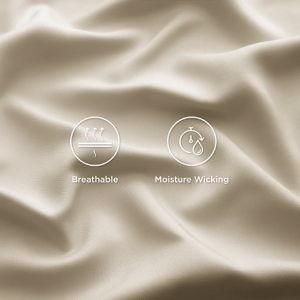 Bedsure California King Sheet Set, Cooling Sheets for Hot Sleepers, Rayon Derived from Bamboo, Breathable & Soft Deep Pocket Up to 16 Inches, Hotel Luxury Silky Bedding, Bedsheet & Pillowcases, Beige