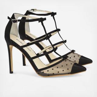 Rita Strappy Caged Heels with Bows and Polka Dot Illusion Mesh