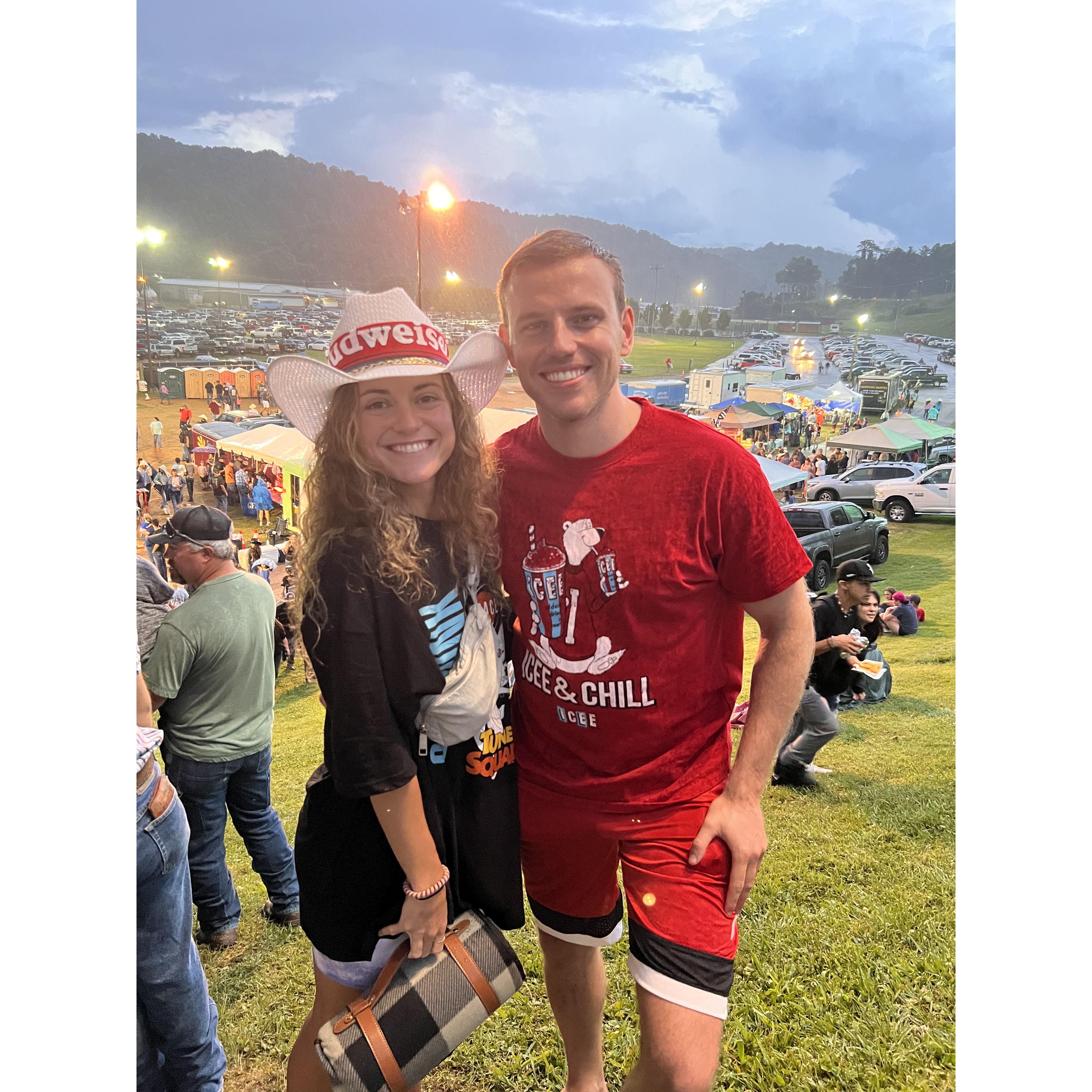 One of our first dates - we went to a rodeo after a day of hiking and stopped in a Dollar Tree to get these fly fits.