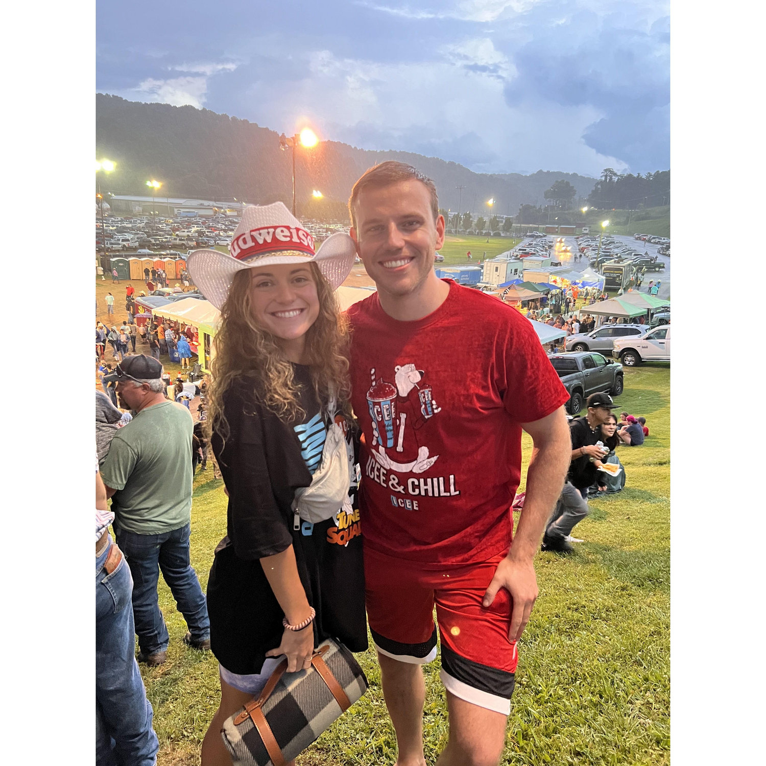 One of our first dates - we went to a rodeo after a day of hiking and stopped in a Dollar Tree to get these fly fits.