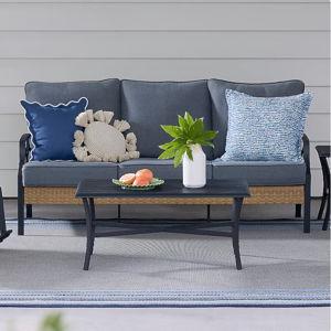 Style Selections Kenwood 2 -Piece Wicker Patio Sofa Conversation Set with Gray Cushions