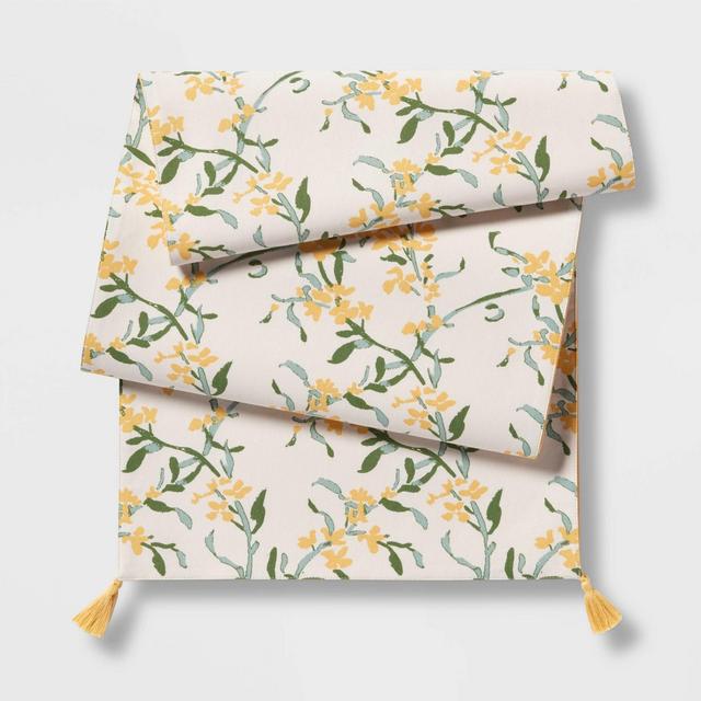 14" x 74" Cotton Floral Print Table Runner with Trim - Threshold™