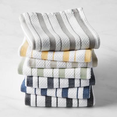 Williams Sonoma Classic Stripe Towels, Set of 4 (Drizzle Grey)