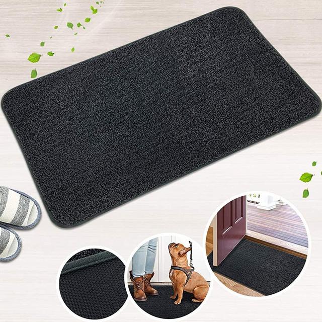 LINLA Indoor Doormat Super Absorbs Mud Mat, Machine Washable Non-Slip Rubber Backing Clean Mat for Front Door Inside Dirt Trapper Mats Shoes Scraper, 18x30 Inches Dark Gray