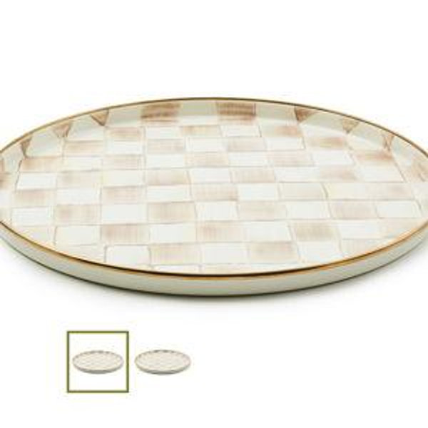 Mocha Check Round Tray