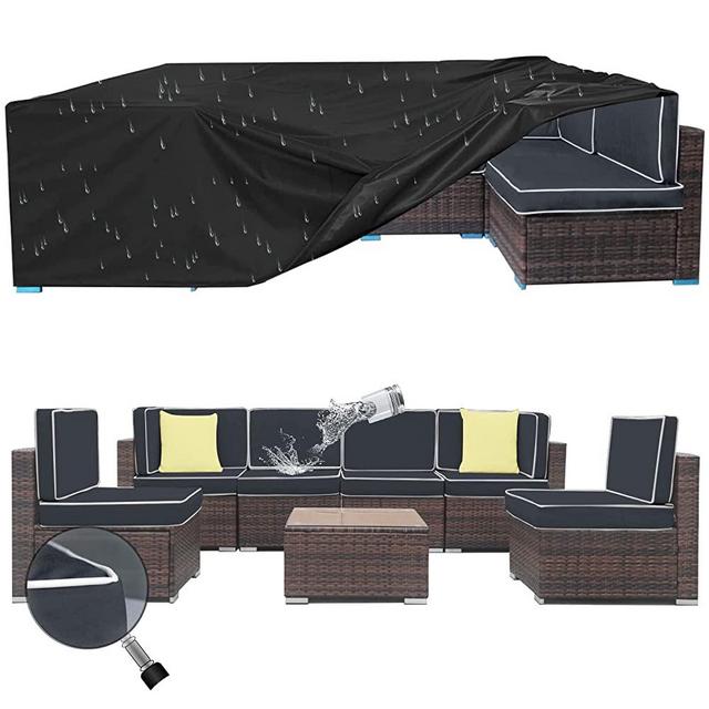 Patio Cushion Covers Replacement, Outdoor Cushion Slipcovers with Zipper and waterproof Chair Seat Cover for 7 Pcs Patio Furniture Sofa Set, Cushion Replace Covers Plus Furniture Cover(Dark Grey)