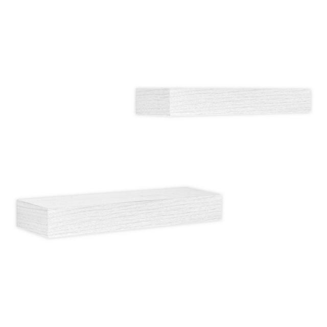 Wall Solutions 2-Piece Gallery Shelf Set in White Grain