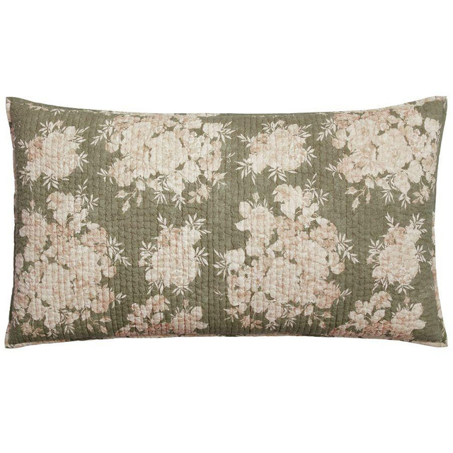 Juliette Toile Reversible Pick-Stitch Quilted Shams, King, Loden, Set of 3
