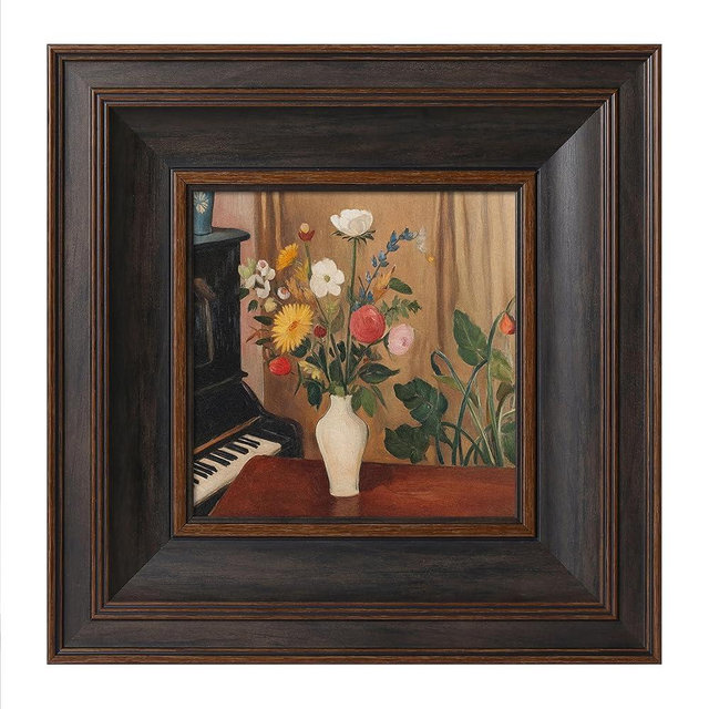 CCPEAR Framed Wall Art for Living Room, Vintage Flower Wall Decor, Vase Bouquet Artwork for Bathroom Bedroom Office Cafes, 10x10in