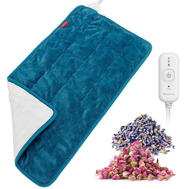 Comfytemp Weighted Heating Pad, Aromatherapy Heating Pad for Back Pain Relief, Aromatic Electric Heating Pad for Cramps with Auto Shut Off, Stay On, 3 Heat Settings, Organic Lavender & Rose, 12"x24"