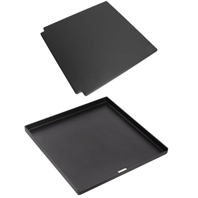 Crafted Glazed Baking Pizza Stone and Cast Iron Cooking Plate for Weber Genesis E/S 325/335/435,EPX-335,EX-325S Series, Smokefire EX4 EX6, Replacement Part for Weber 7671 7672