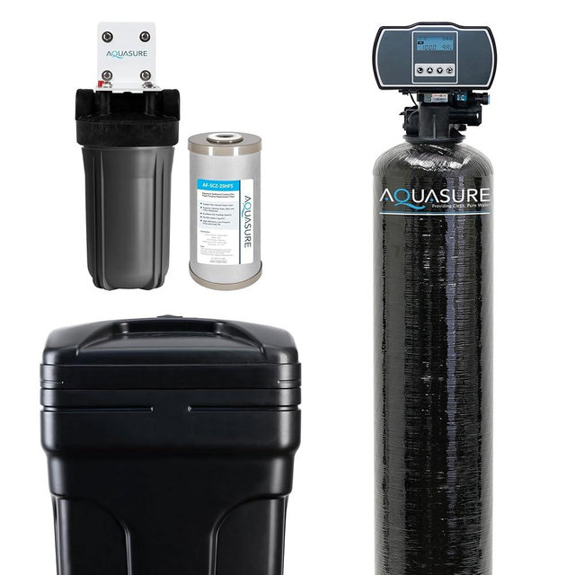 Aquasure Harmony Series 30,000 Grains Whole House Water Softener with High Performance Automatic Digital Metered Control Head | Reduces Hardness and Improves Water Quality | for 1-2 bathrooms