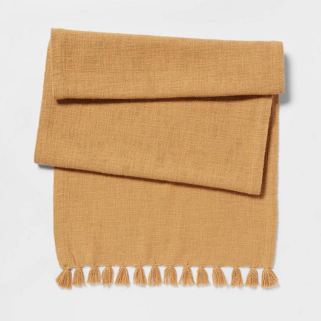 90" x 20" Cotton Textured Table Runner Gold - Threshold™