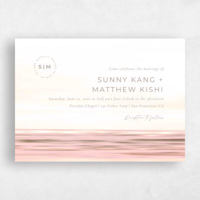 Rich Taupe, Pink Wedding Invitation - Dacosta Landscape
