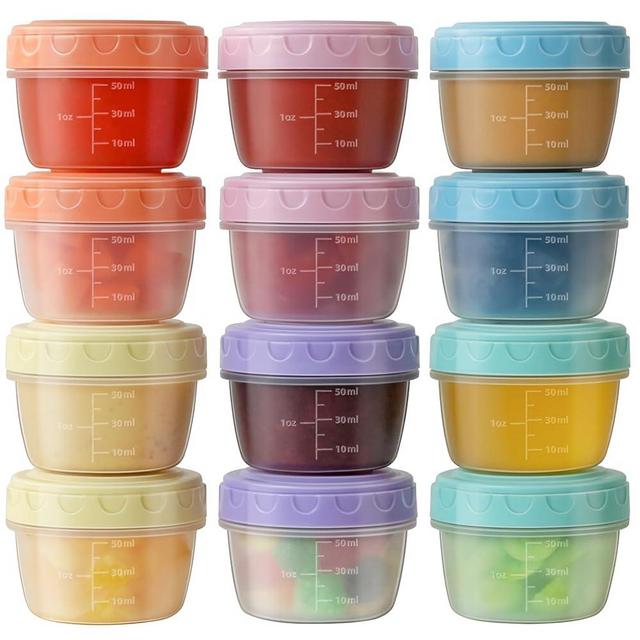 Generic 12 Pack 2.7 OZ Salad Dressing Containers to Go with Lids, Dishwasher & Microwave Safe, Leakproof, Multicolor, 5.31 x 4.52 x 4.52 inches
