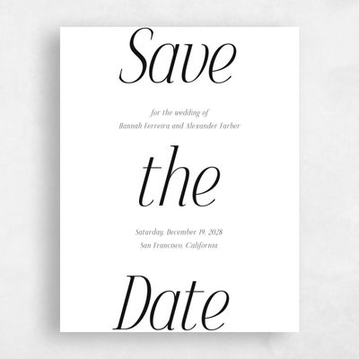White Wedding Save the Date - Mycenae Portrait