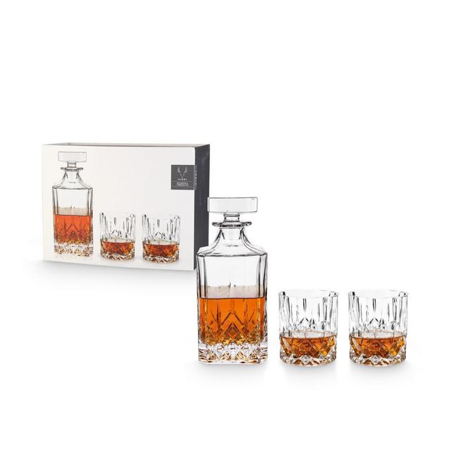 Viski Liquor Glass - 30 oz and 9 oz Premium Crystal Clear Glass, Scotch Glass Gift Set - Decanter and Tumbler Set