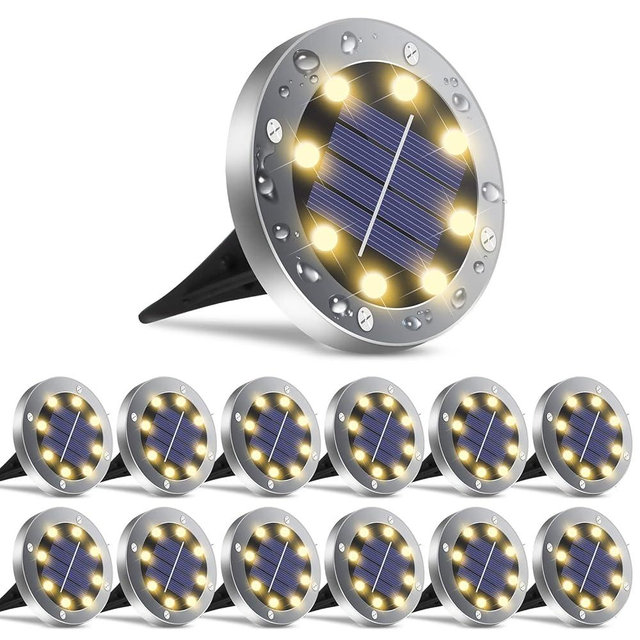 OULONGER Solar Outdoor Lights 12 Packs, Waterproof Solar Pathway Lights Bright In-Ground Lights Lighting Decor for Garden, Lawn, Patio, Yard, Driveway, Step and Walkway Warm Light