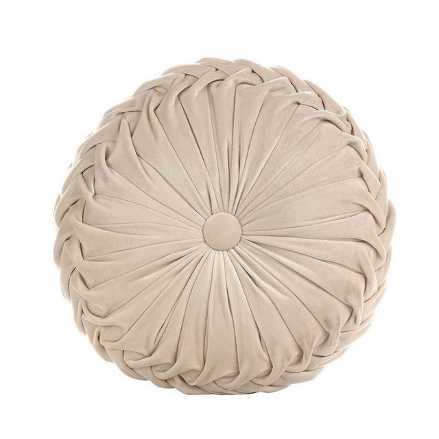 Alapaste Round Throw Pillow European Solid Color Pumpkin Plush Cushion Rouched Luxury Velvet Throw Pillow Home Decorative for Couch Sofa Bed Living Room