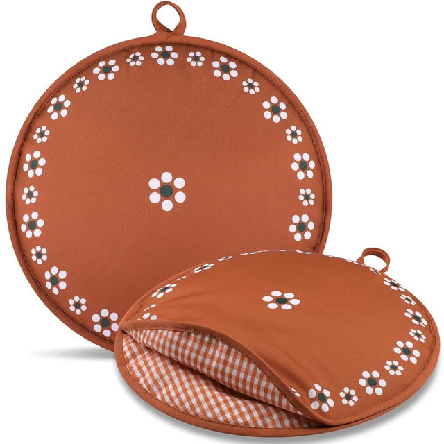 Honeydak 2 Pcs 12 Inch Tortilla Warmer Pouch, Mexican De Barro Talavera Pottery Pattern Microwavable Insulated Cloth Pouch for Tortillas, Tacos, Naan, and Pizza Rolls
