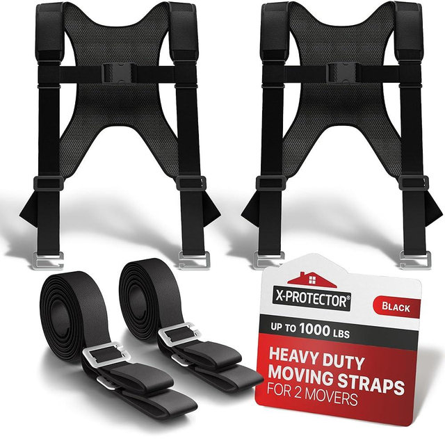 X-Protector Moving Straps - 2 Pairs - Lifting Straps for 2 Movers - Move Furniture Easily and Safely - Perfect for Lifting and Moving Heavy Objects! (with Back Support)