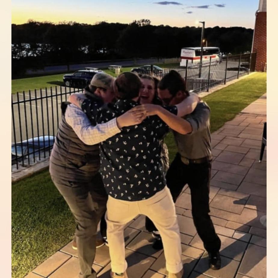 My Noni funeral we were all hugging it out ( Anthony my brother Camden and Mason and I )