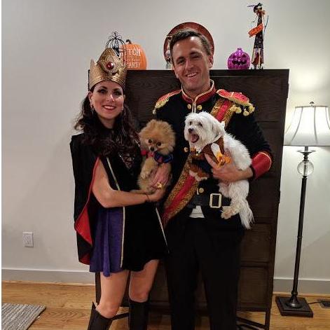The Evil Queen, Snow White, her prince and a woodsmen.