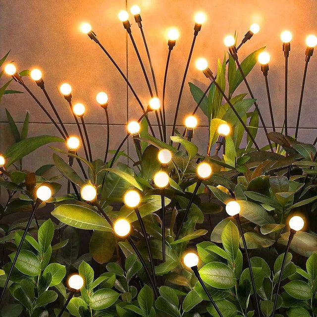 NBQQ Solar Garden Lights,Solar Firefly Lights,4 Pack 32 Heads Solar Lights Outdoor Waterproof Decorative,Sway by Wind, High Flexibility Iron Wire & Heavy Bulb Base,Yard Patio Pathway Lawn Decoration