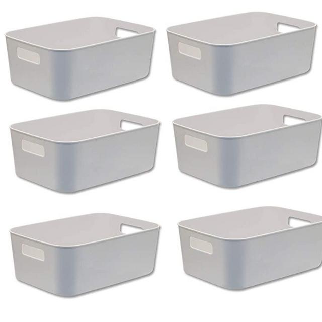 Besli Pack of 6 Small Storage Bin,Durable Storage Basket Cabinet Organizer