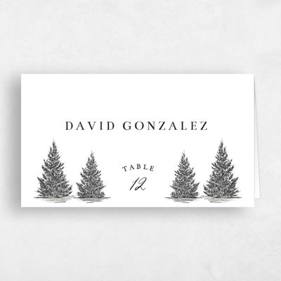 White Wedding Place Card - Auburn