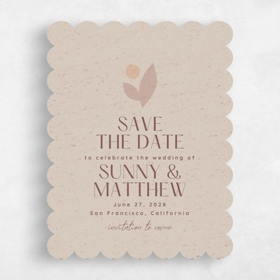 Brown Scalloped Wedding Save the Date - Rafina Portrait
